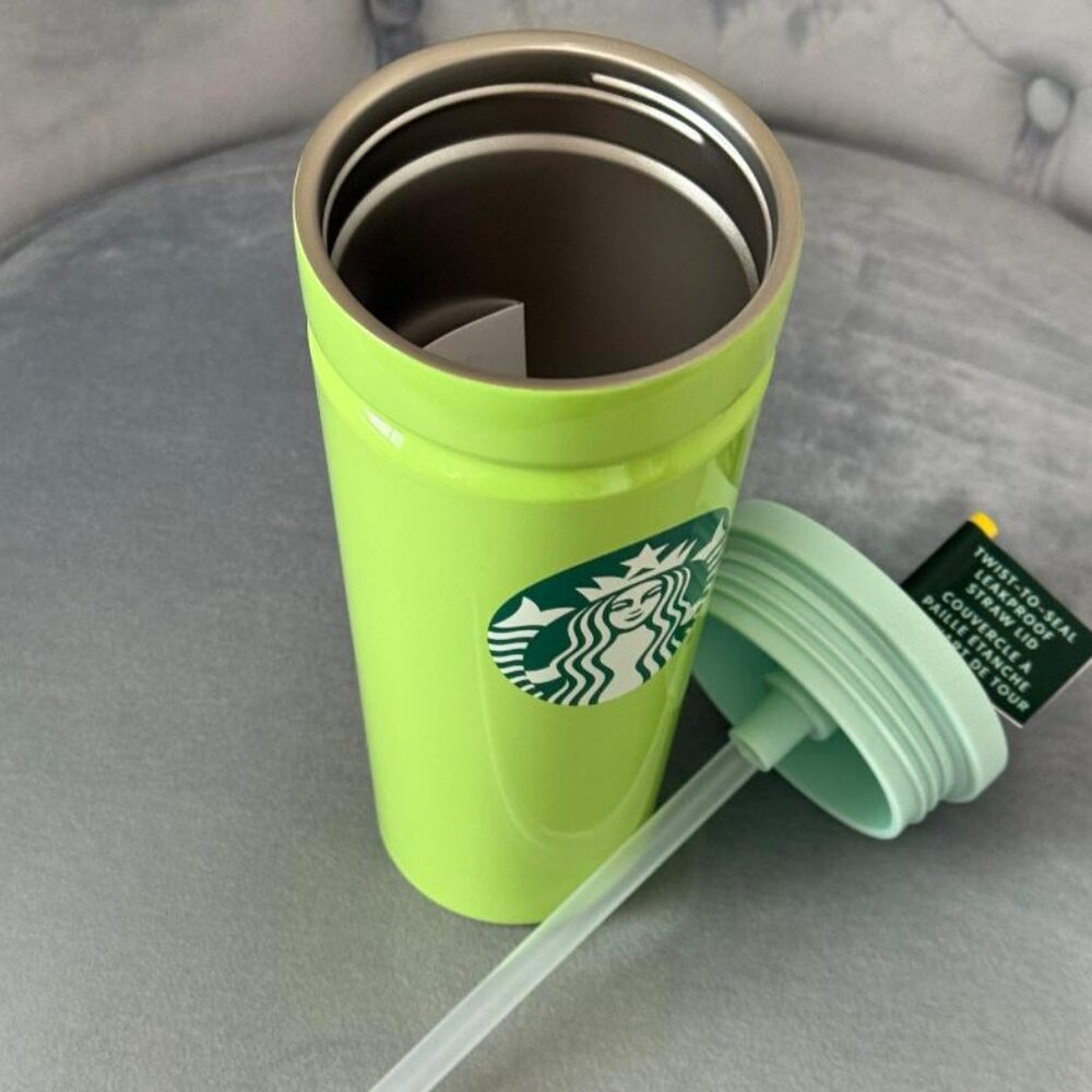 Starbucks Green Stainless Steel Tumbler Twist-To-Seal Leakproof Straw Lid NWT - Picture 5 of 6